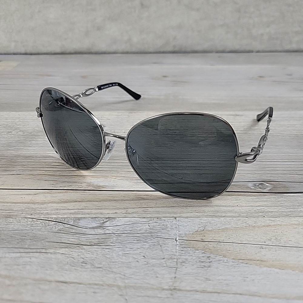 BVLGARI Gunmetal‎ Grey Ellipse Crystal Sunglasses BV 6025-B 103/87